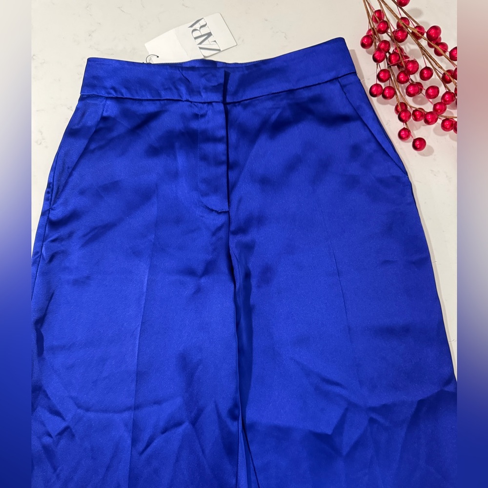 Zara Royal Blue Wide Leg Pants - Picture 7 of 14